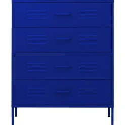vidaXL Armario de cajones de acero azul oscuro 80x35x101,5 cm Azul marino Outlet