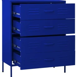 vidaXL Armario de cajones de acero azul oscuro 80x35x101,5 cm Azul marino Outlet