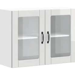 vidaXL Armario de cocina de pared con puerta de cristal "Lucca", madera de ingeniería blanca brillante Hot