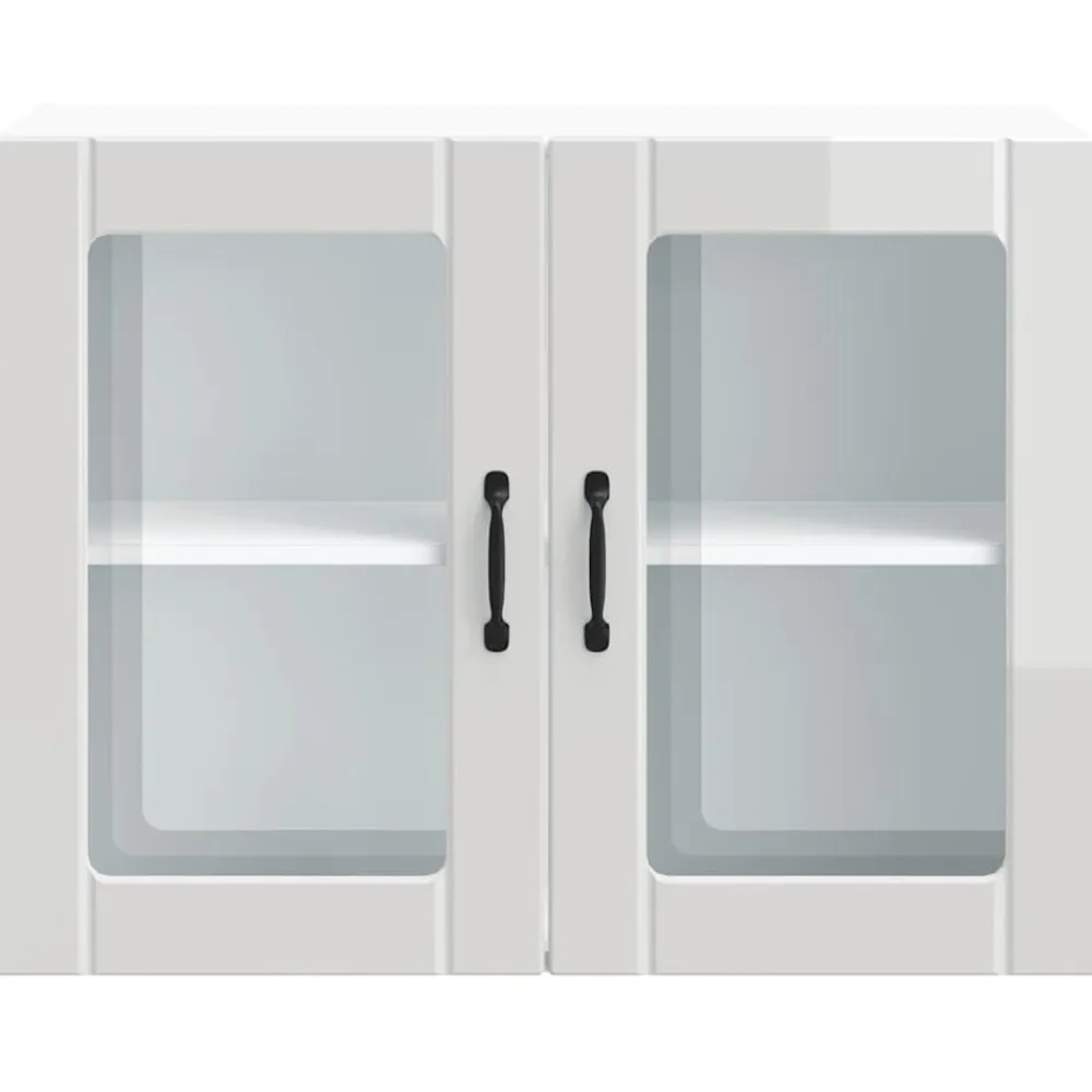 vidaXL Armario de cocina de pared con puerta de cristal "Lucca", madera de ingeniería blanca brillante Hot
