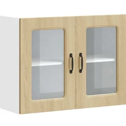 vidaXL Armarios Y Almacenamiento-Armario de cocina de pared con puerta de cristal "Kalmar" de, , madera de ingeniería