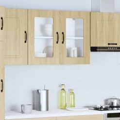 vidaXL Armarios Y Almacenamiento-Armario de cocina de pared con puerta de cristal 
