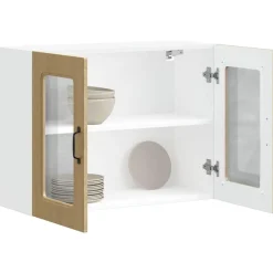 vidaXL Armarios Y Almacenamiento-Armario de cocina de pared con puerta de cristal 
