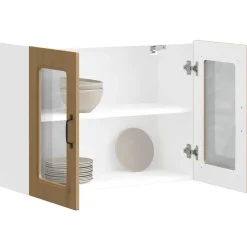 vidaXL Armarios Y Almacenamiento-Armario de cocina de pared con puerta de cristal 