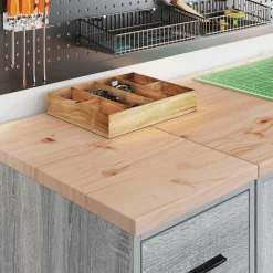vidaXL Armario de garaje de madera maciza pino 30x51x85 cm Gris sonoma Online