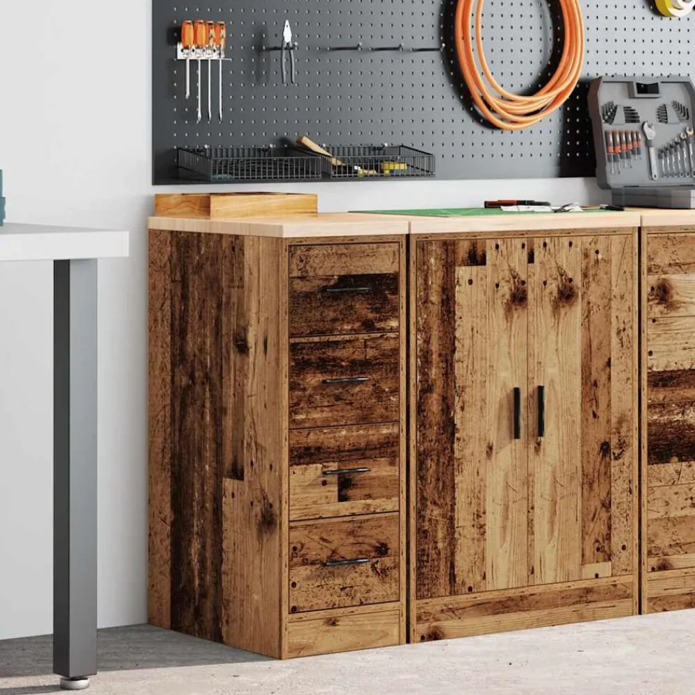 vidaXL Almacenamiento Industrial-Armario de garaje de madera vieja 30x51x85 cm