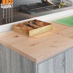 vidaXL Armario de garaje de madera maciza pino 40x51x85 cm Gris sonoma Discount