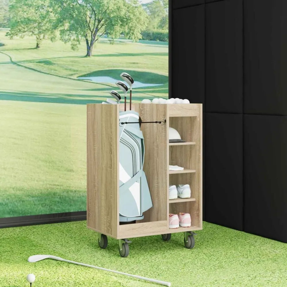 vidaXL Armario de Golf con rueda Liso 65 x 45 x 98 cm Roble Sonoma Outlet