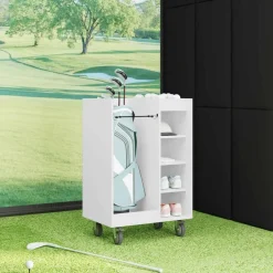 vidaXL Armario de Golf con rueda Liso 65 x 45 x 98 cm White Clearance
