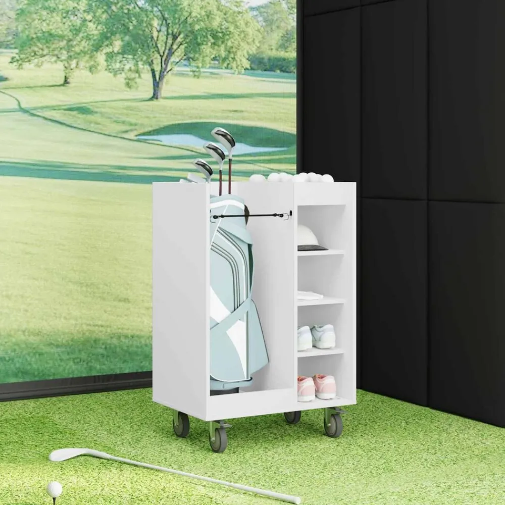 vidaXL Armario de Golf con rueda Liso 65 x 45 x 98 cm White Clearance