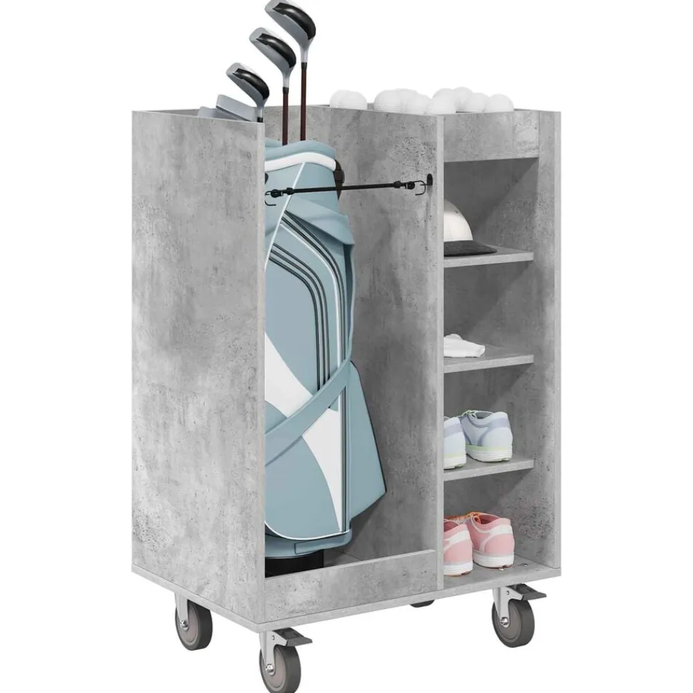 vidaXL Armario de Golf con rueda Liso Gris Concreto 65 x 45 x 98 cm Gris hormigón Outlet