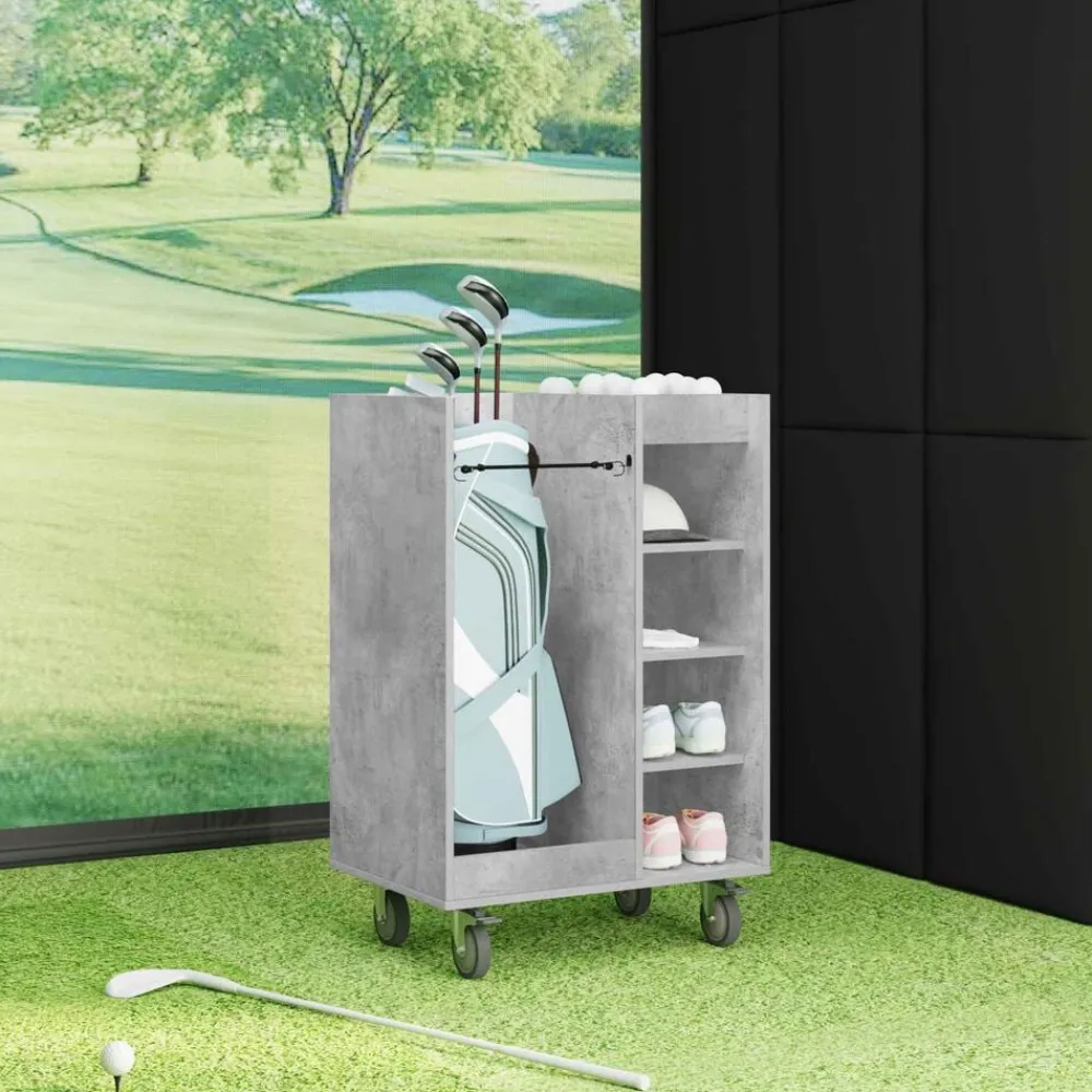 vidaXL Armario de Golf con rueda Liso Gris Concreto 65 x 45 x 98 cm Gris hormigón Outlet