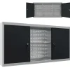 vidaXL Accesorios De Bricolaje-Armario de herramientas de pared industrial metal gris y negro