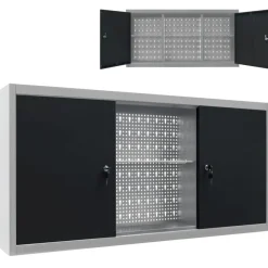 vidaXL Accesorios De Bricolaje-Armario de herramientas de pared industrial metal gris y negro