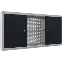 vidaXL Accesorios De Bricolaje-Armario de herramientas de pared industrial metal gris y negro
