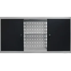 vidaXL Accesorios De Bricolaje-Armario de herramientas de pared industrial metal gris y negro
