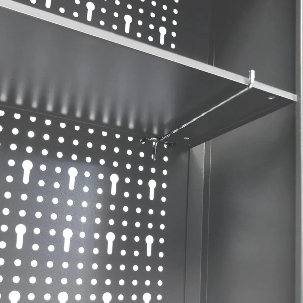 vidaXL Accesorios De Bricolaje-Armario de herramientas de pared industrial metal gris y negro