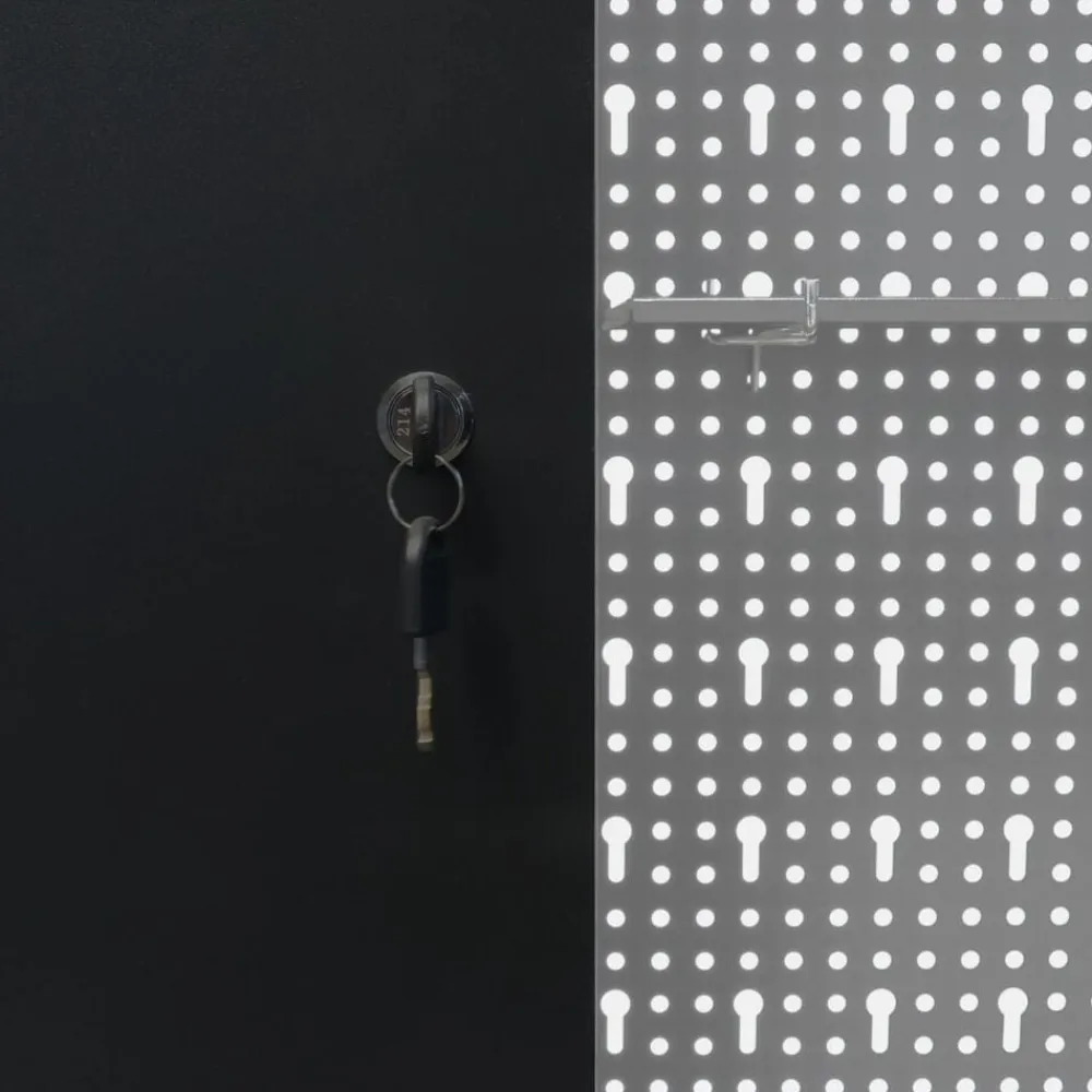vidaXL Accesorios De Bricolaje-Armario de herramientas de pared industrial metal gris y negro