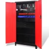 vidaXL Armario de herramientas con baúl acero negro/rojo 90x40x180 cm Online