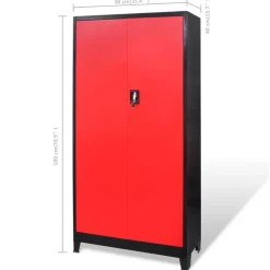 vidaXL Armario de herramientas con baúl acero negro/rojo 90x40x180 cm Online