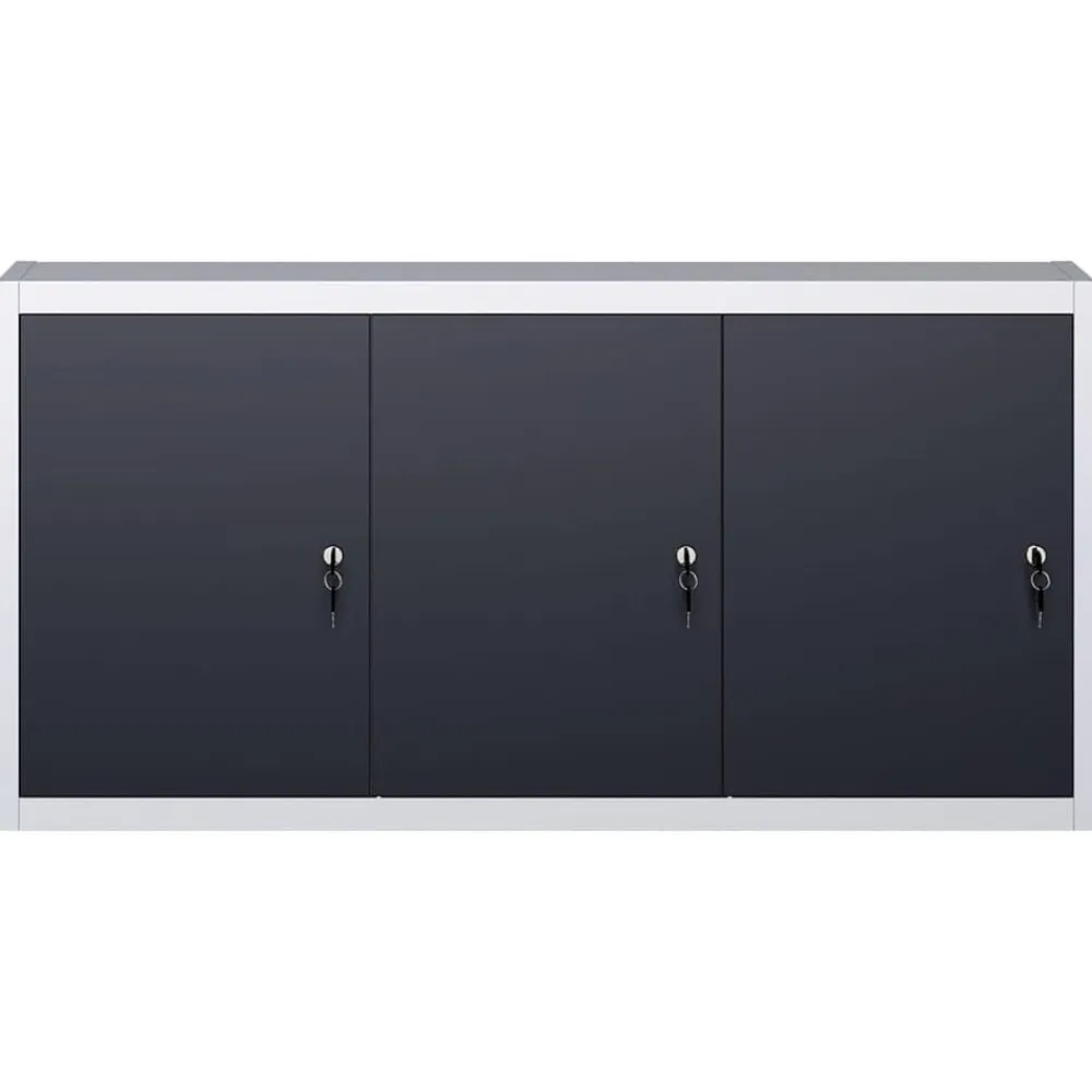 vidaXL Accesorios De Bricolaje-Armario de herramientas de pared industrial metal gris y negro