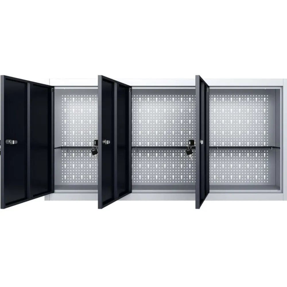 vidaXL Accesorios De Bricolaje-Armario de herramientas de pared industrial metal gris y negro