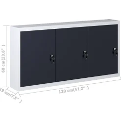 vidaXL Accesorios De Bricolaje-Armario de herramientas de pared industrial metal gris y negro
