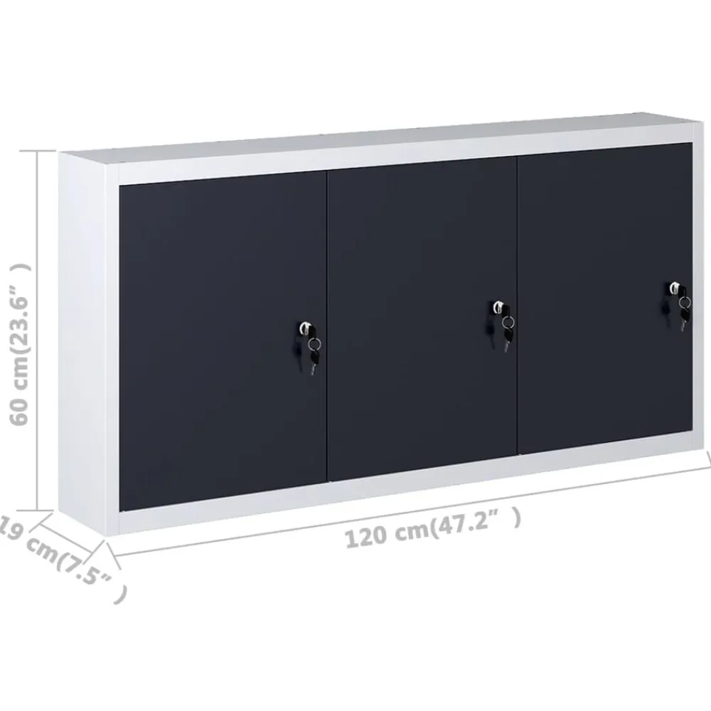 vidaXL Accesorios De Bricolaje-Armario de herramientas de pared industrial metal gris y negro