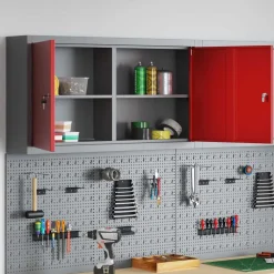 vidaXL Armario de herramientas con estante y Gris 50 x 20 x 55 cm Rojo Outlet