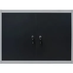 vidaXL Accesorios De Bricolaje-Armario de herramientas de pared industrial metal gris y negro