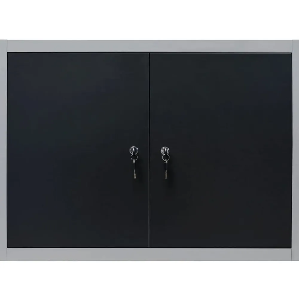 vidaXL Accesorios De Bricolaje-Armario de herramientas de pared industrial metal gris y negro