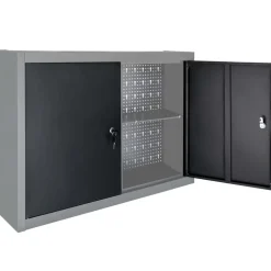 vidaXL Accesorios De Bricolaje-Armario de herramientas de pared industrial metal gris y negro