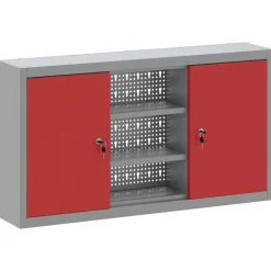vidaXL Armario de herramientas con estante y Gris 50 x 20 x 55 cm Rojo