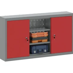 vidaXL Armario de herramientas con estante y Gris 50 x 20 x 55 cm Rojo