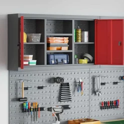 vidaXL Armario de herramientas con estante y Gris 50 x 20 x 55 cm Rojo