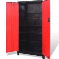 vidaXL Armario de herramientas 2 puertas acero negro/rojo 90x40x180 cm Online