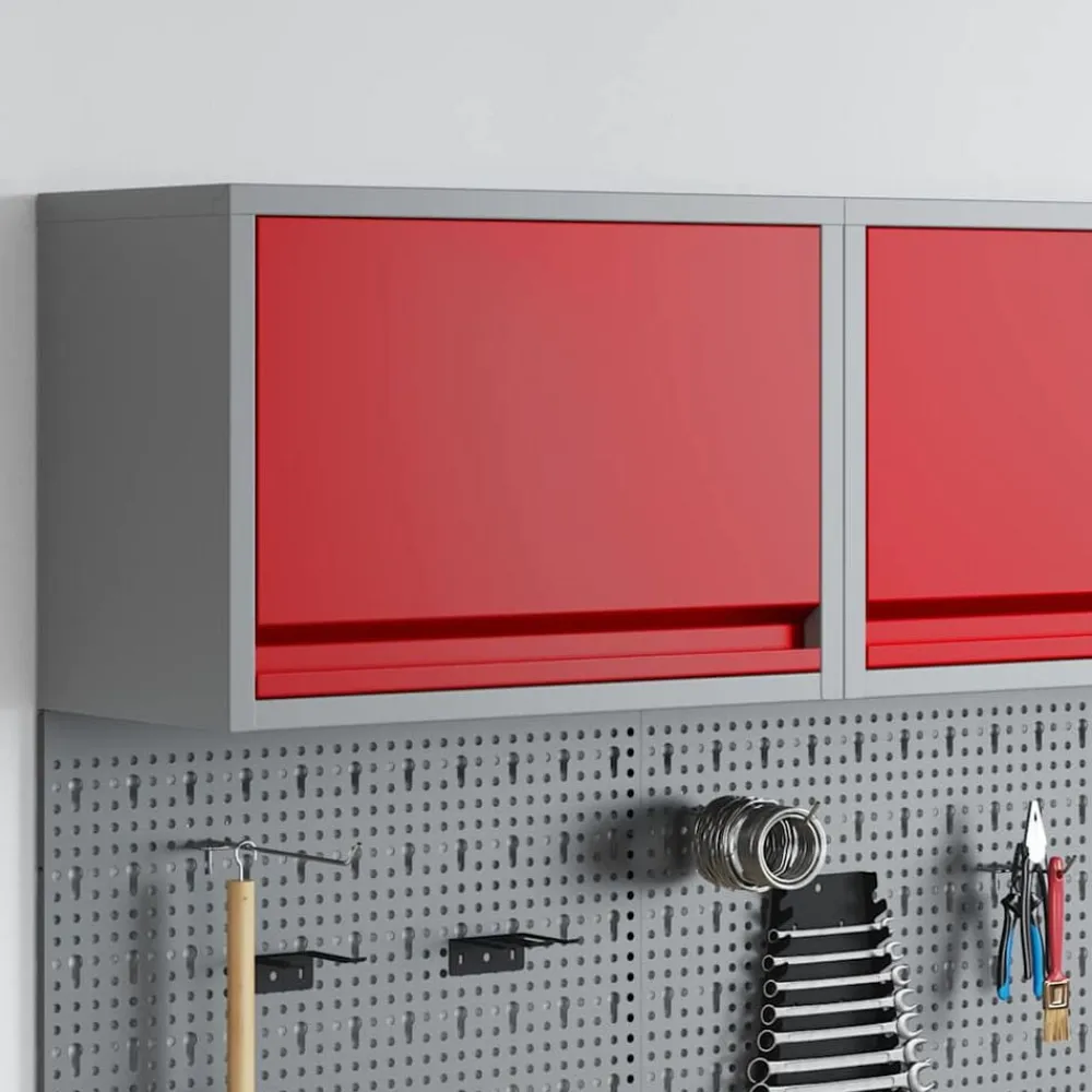 vidaXL Armario de herramientas y Gris 50 x 25 x 35 cm Rojo