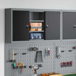 vidaXL Armario de herramientas y Gris 50 x 20 x 55 cm Negro Discount