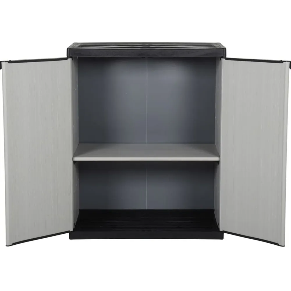 vidaXL Armarios Y Almacenamiento-Armario de jardín con 1 estante gris y negro 68x40x85 cm