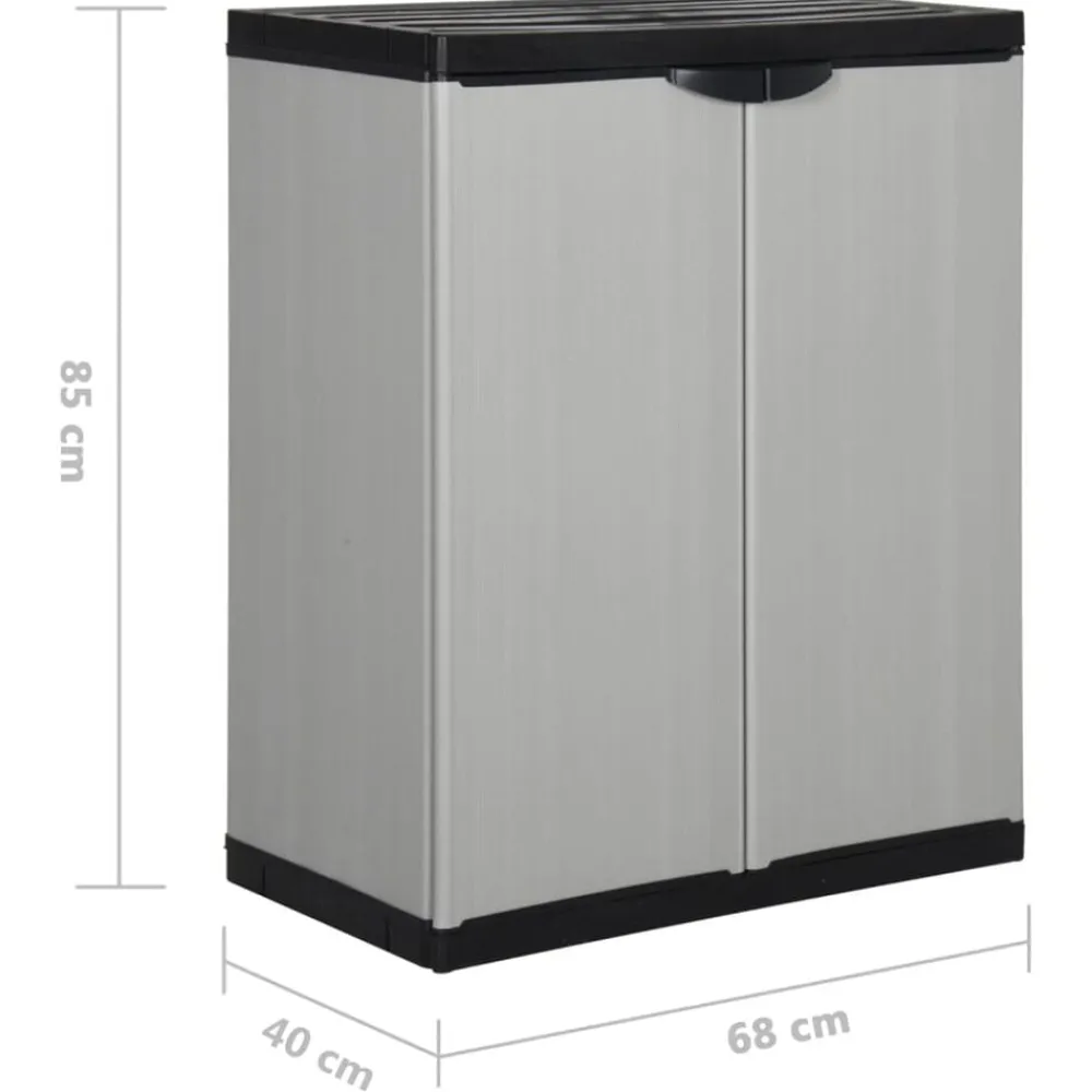 vidaXL Armarios Y Almacenamiento-Armario de jardín con 1 estante gris y negro 68x40x85 cm