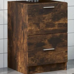 vidaXL Armario de lavabo madera ingeniería 40x37x59 cm Roble ahumado Outlet