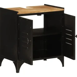 vidaXL Armario de lavabo de baño hierro y madera mango 55x35x60 cm Discount