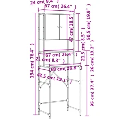 vidaXL Armario de lavadora 68x48,5x194 cm Gris sonoma Online