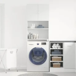 vidaXL Armario de lavadora madera ingeniería 64x24x190 cm Blanco Hot