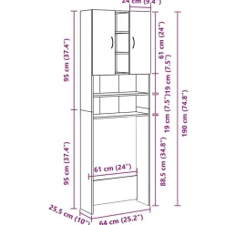 vidaXL Accesorios Para Electrodomésticos-Armario de lavadora madera envejecida 64x25,5x190 cm