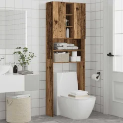vidaXL Accesorios Para Electrodomésticos-Armario de lavadora madera envejecida 64x25,5x190 cm