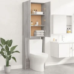 vidaXL Armario de lavadora 64x25,5x190 cm Gris sonoma Best