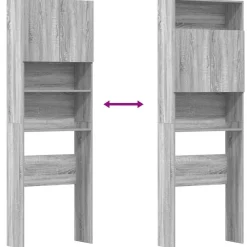 vidaXL Armario de lavadora madera ingeniería 64x24x190 cm Gris sonoma New