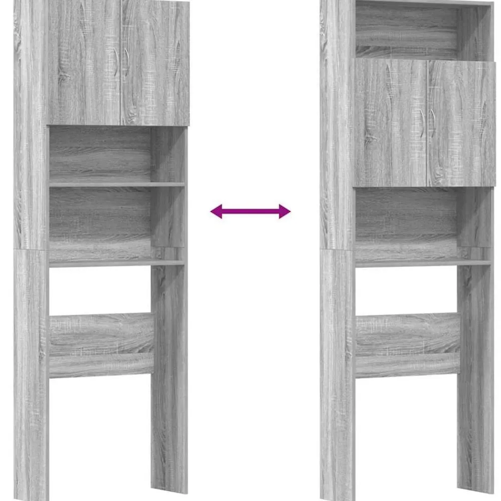 vidaXL Armario de lavadora madera ingeniería 64x24x190 cm Gris sonoma New