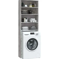 vidaXL Accesorios Para Electrodomésticos-Armario de lavadora gris hormigón 64x24x190 cm